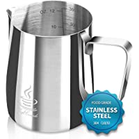 Jarra de Leche de Acero Inoxidable 304- FlamGen 350ml (12oz) Taza de Leche para Espuma de Leche Jarra con Marca de…